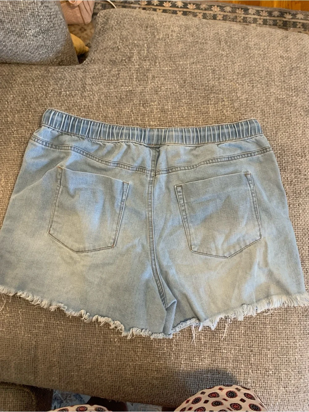 Light Blue Denim Drawstring Shorts